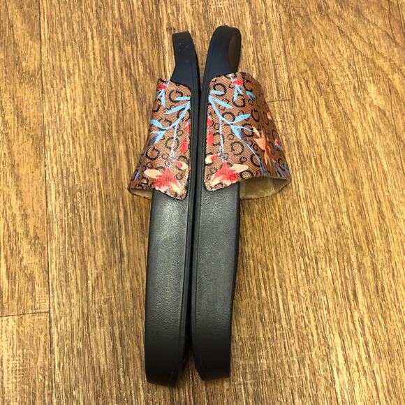 NWOT Guess Brown Floral Slip On Slide Sandals Size 8 - Picture 4 of 12